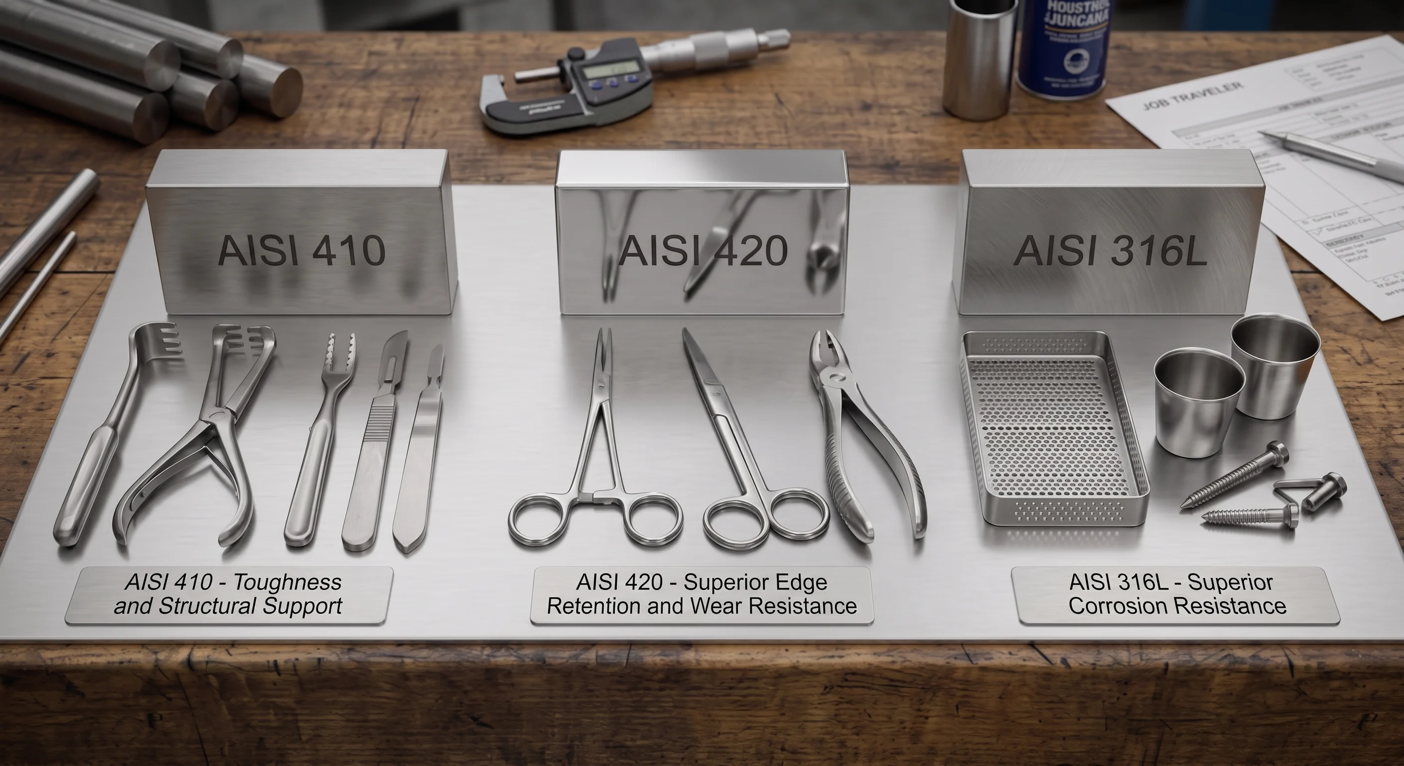 Confronto dei gradi di acciaio inox chirurgico: AISI 410 vs 420 vs 316 per l'approvvigionamento ospedaliero